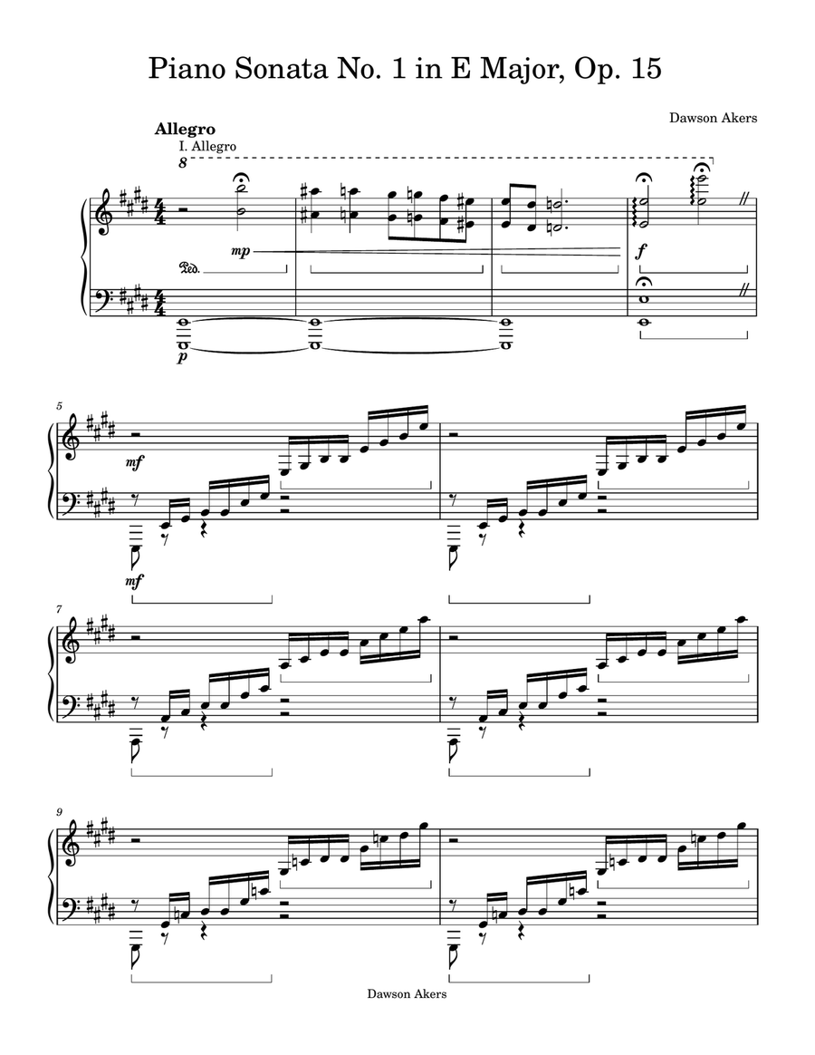 Piano Sonata No. 1 in E Major, Op. 15 Piano Solo scores gallery preview page 1