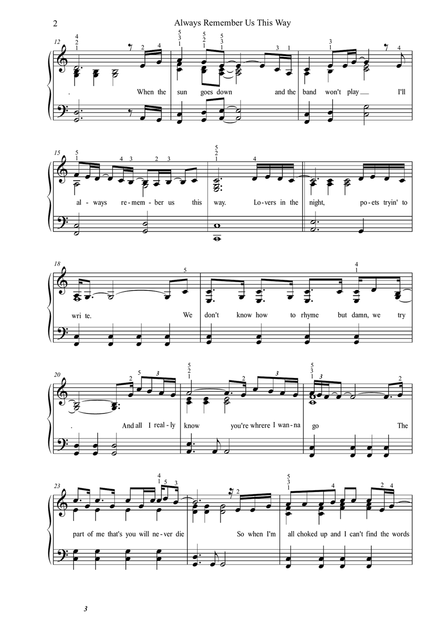 Always Remember Us This Way Piano Solo scores gallery preview page 2