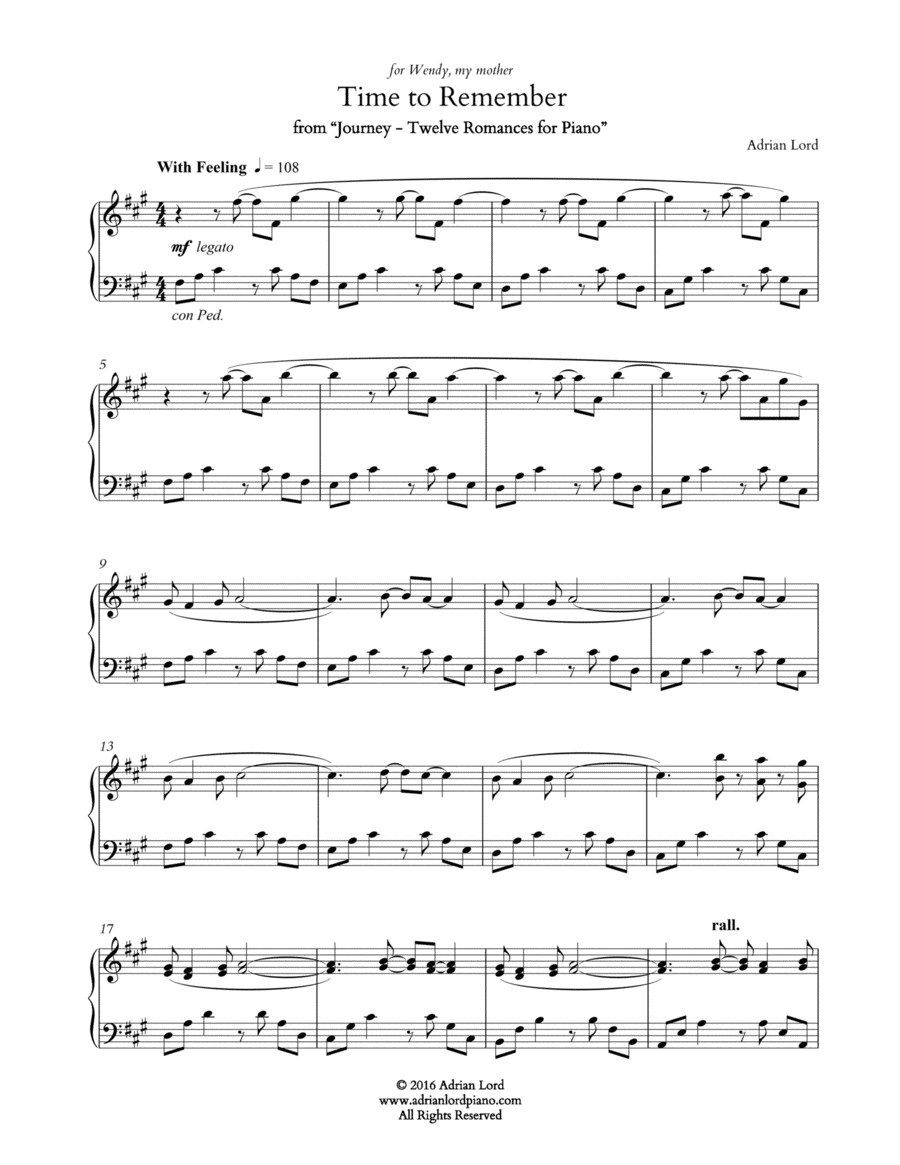 Time To Remember Piano Solo scores gallery preview page 1