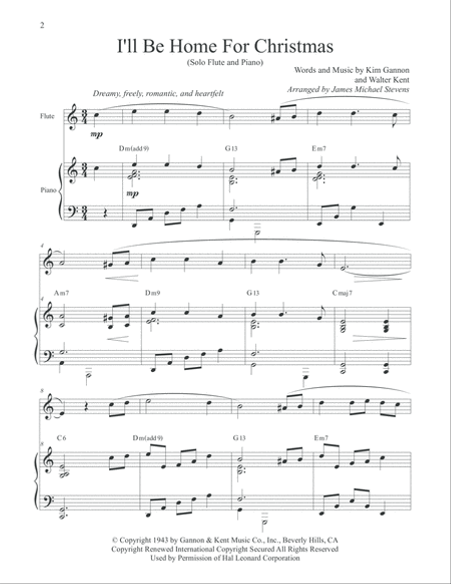 I'll Be Home For Christmas Flute Solo scores gallery preview page 2