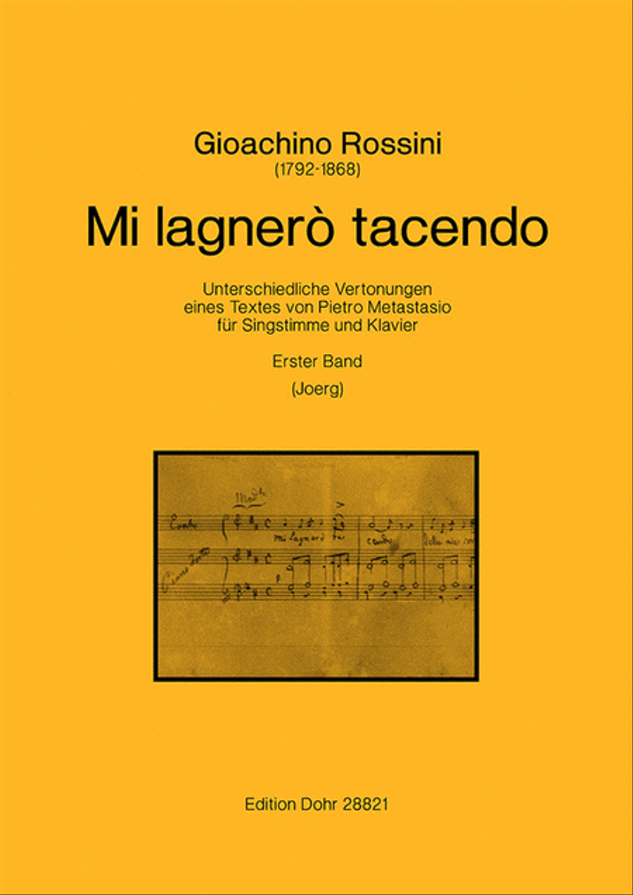 Mi lagnerò tacendo -Unterschiedliche Vertonungen eines Textes von Pietro Metastasio für Singstimme und Klavier- (Erster Band) Voice Solo scores gallery preview page 1