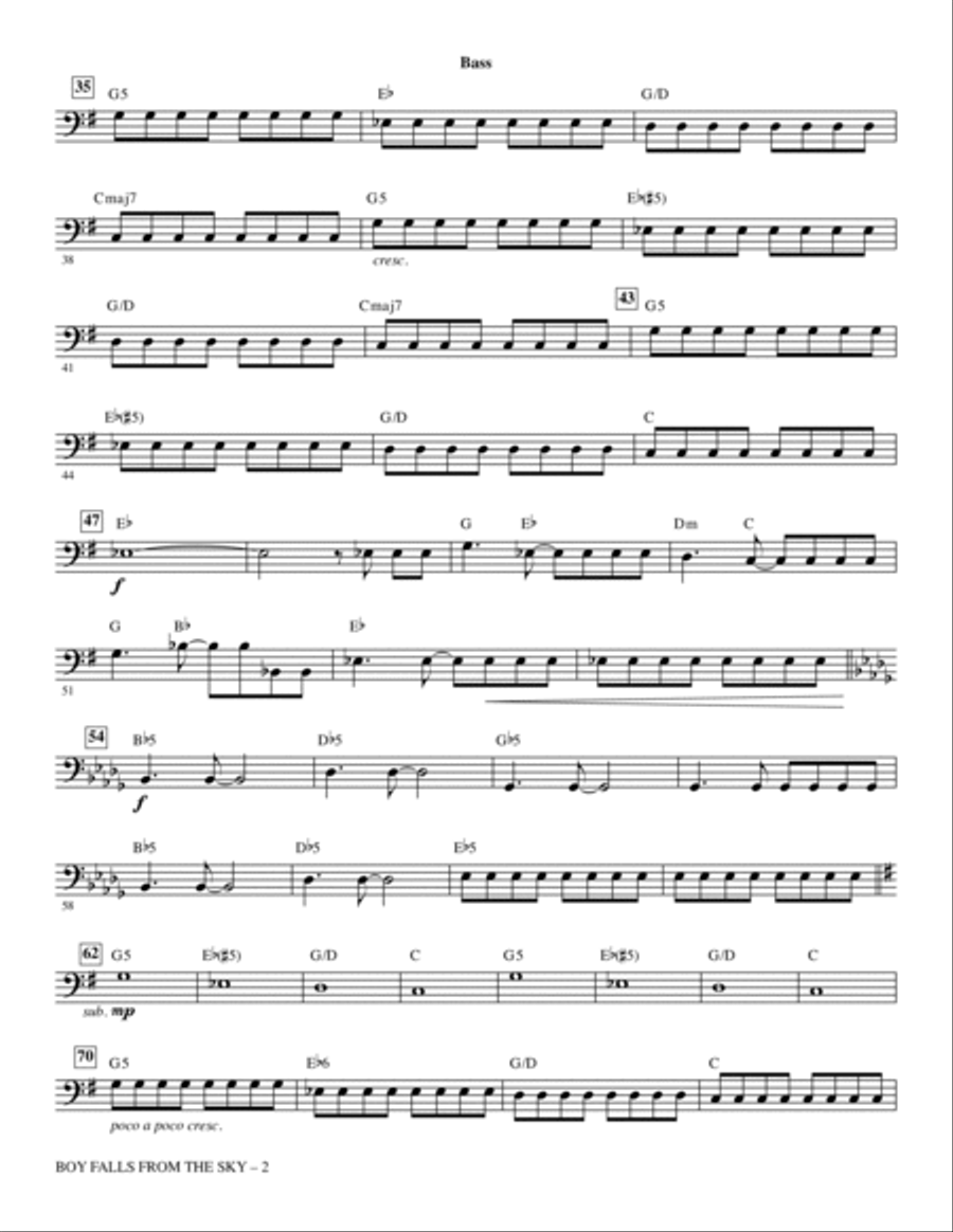 Boy Falls From The Sky (from Spider-Man: Turn Off the Dark) - Bass Choir scores gallery preview page 2