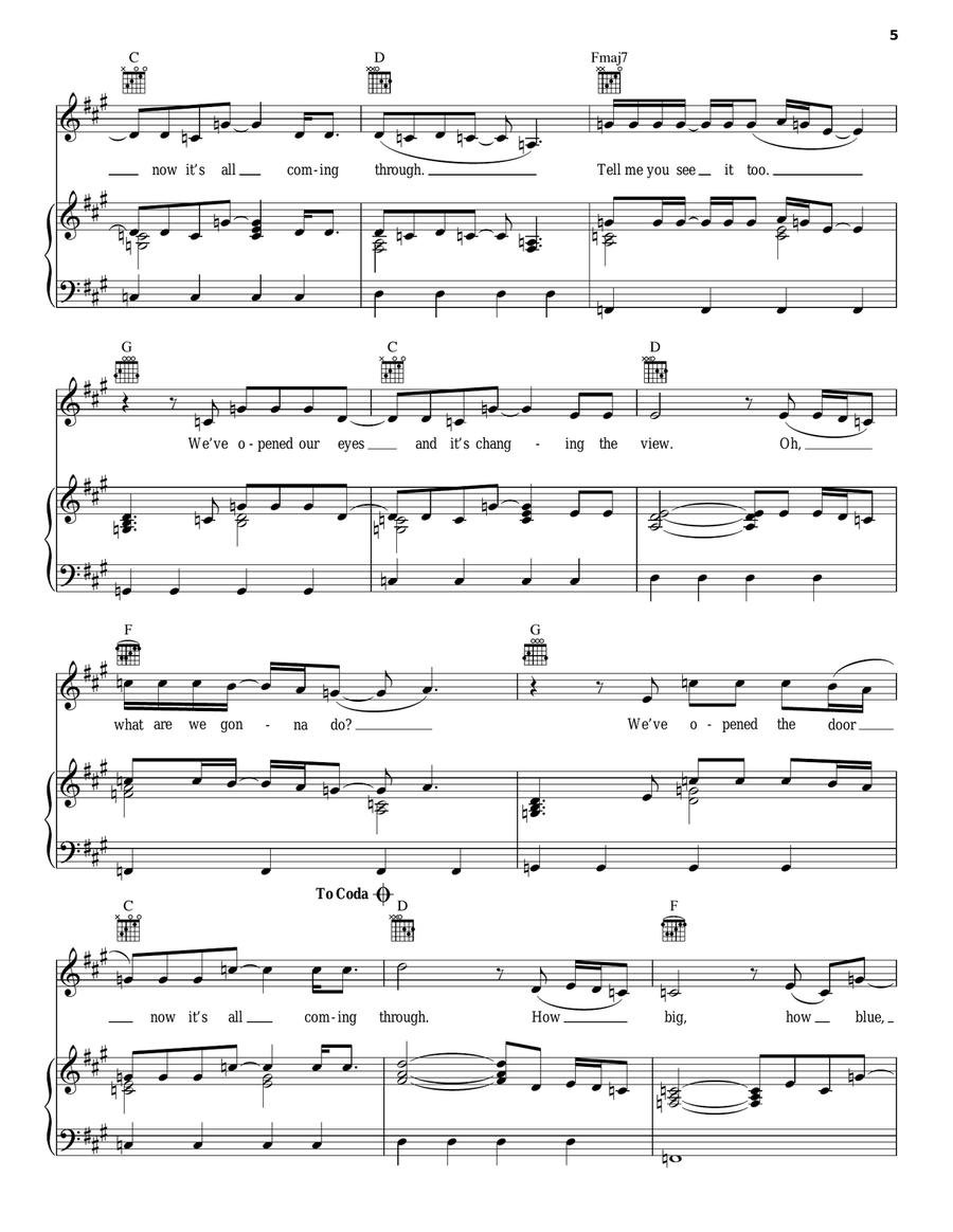 How Big, How Blue, How Beautiful Piano, Vocal, Guitar scores gallery preview page 5