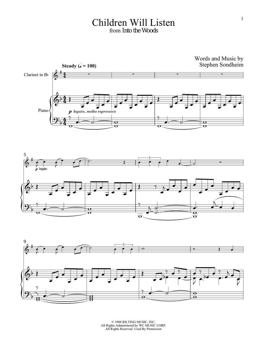 Children Will Listen (from Into The Woods) Clarinet Solo scores gallery preview page 1