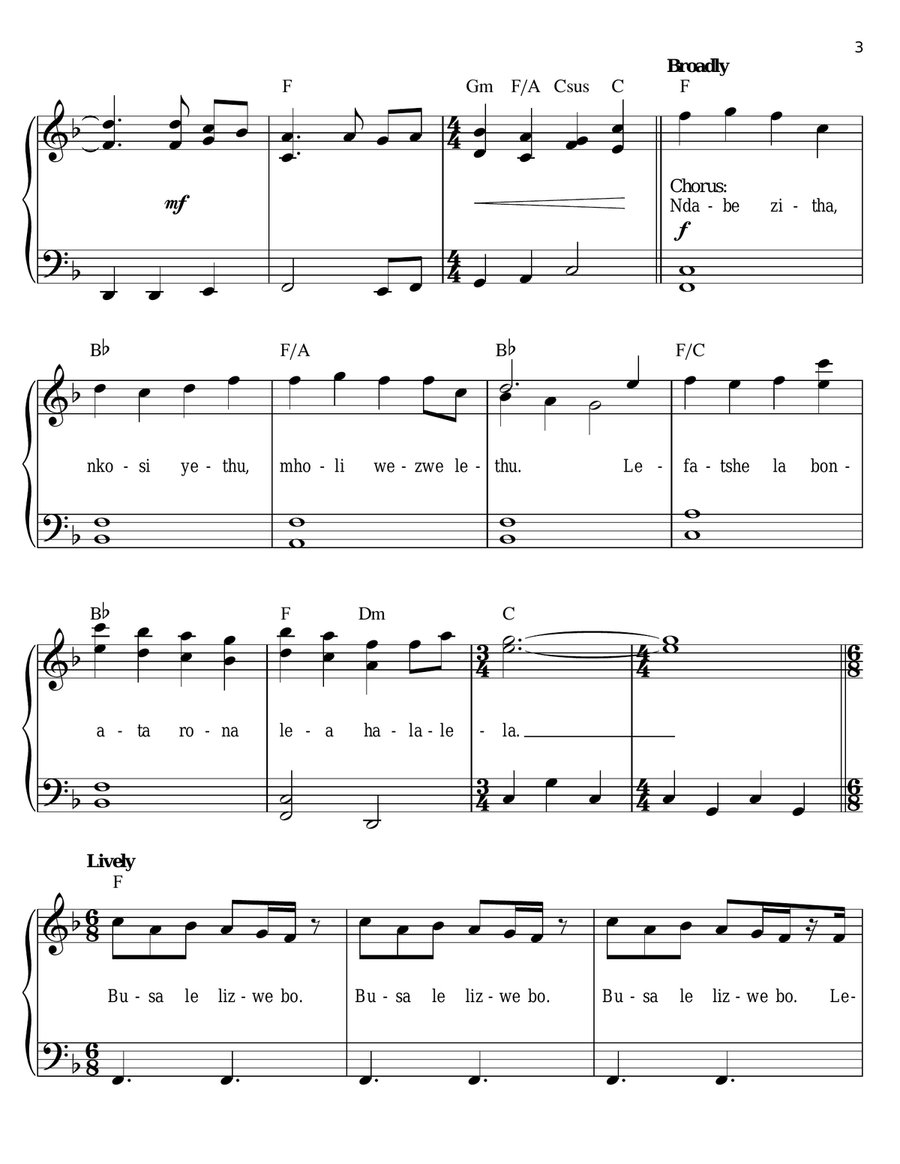 King Of Pride Rock (from The Lion King: Broadway Musical) Easy Piano scores gallery preview page 3
