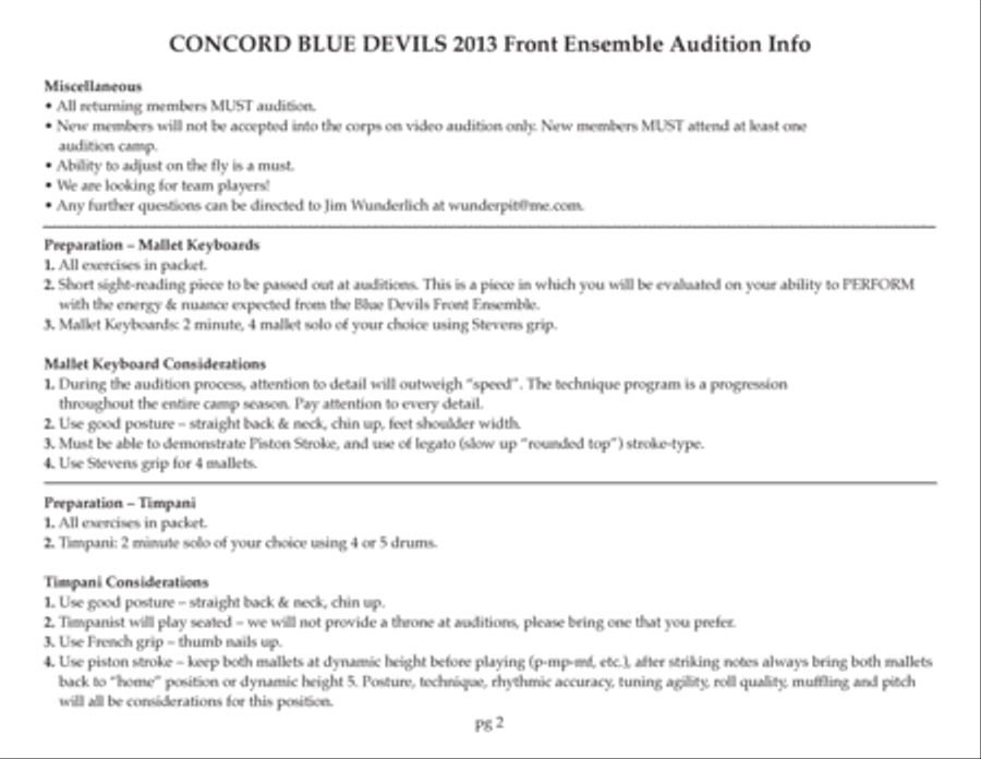 Blue Devils Front Ensemble Audition Pak - Timpani/Drumset Percussion scores gallery preview page 3