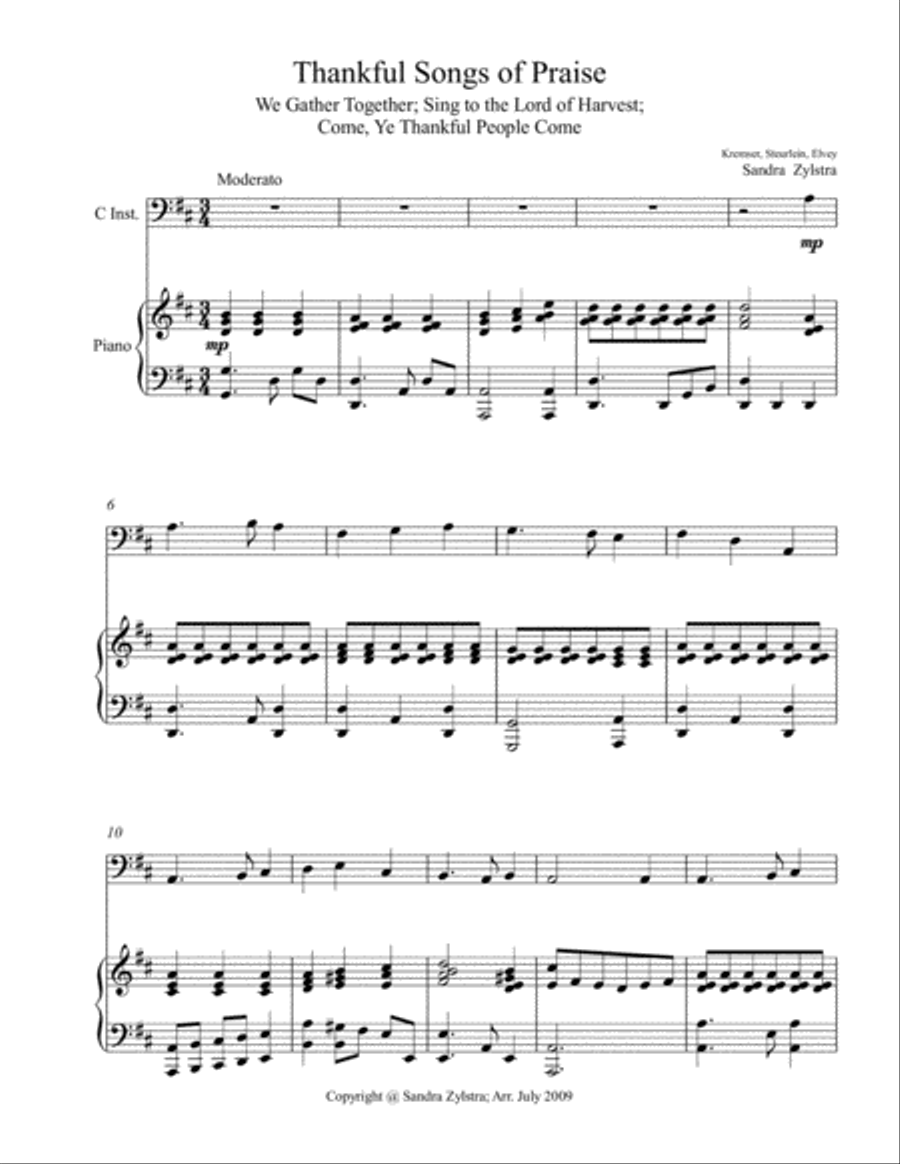 Thankful Songs of Praise (bass C instrument solo) Euphonium scores gallery preview page 2