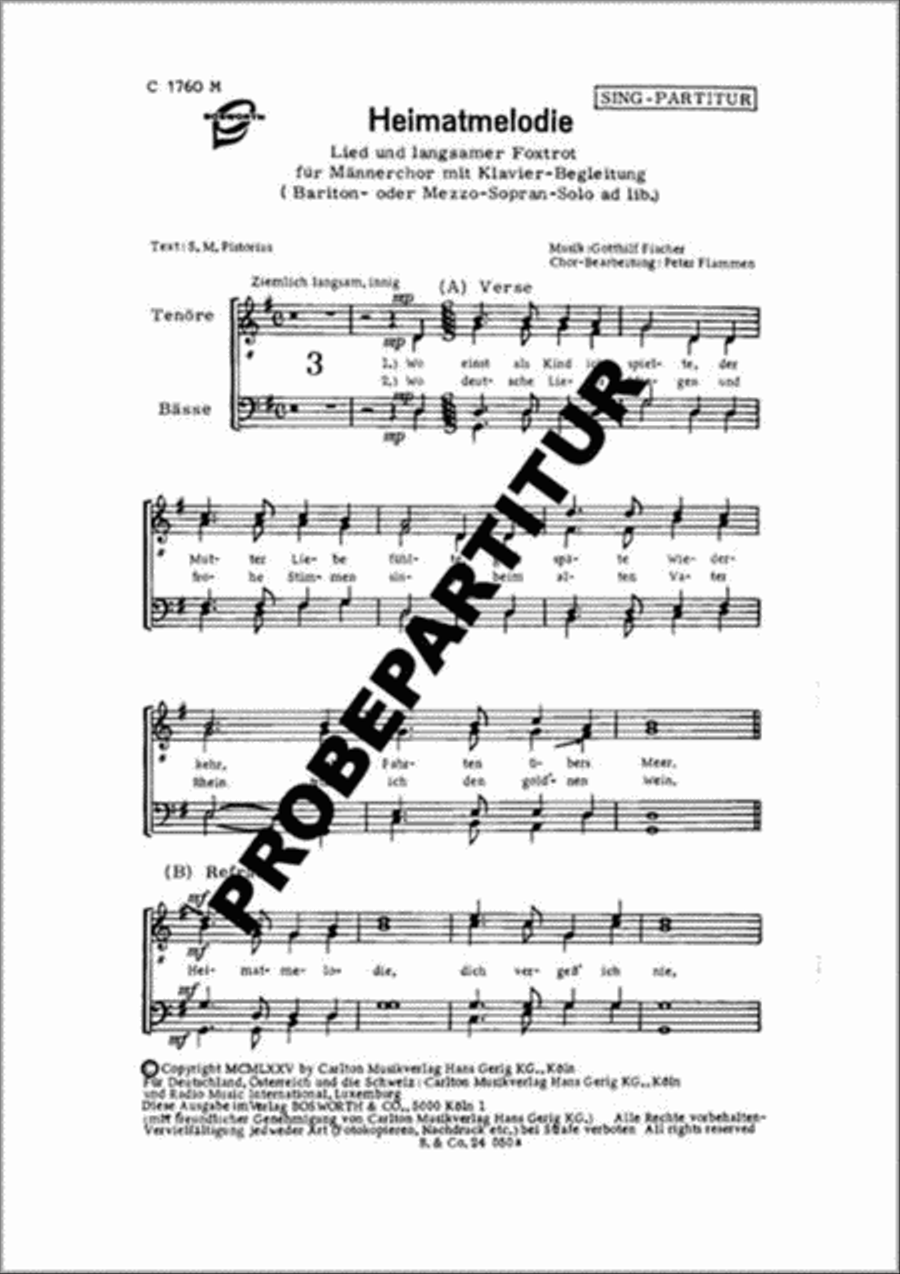 Heimatmelodie Heimatmelodie Men's Choir scores gallery preview page 1