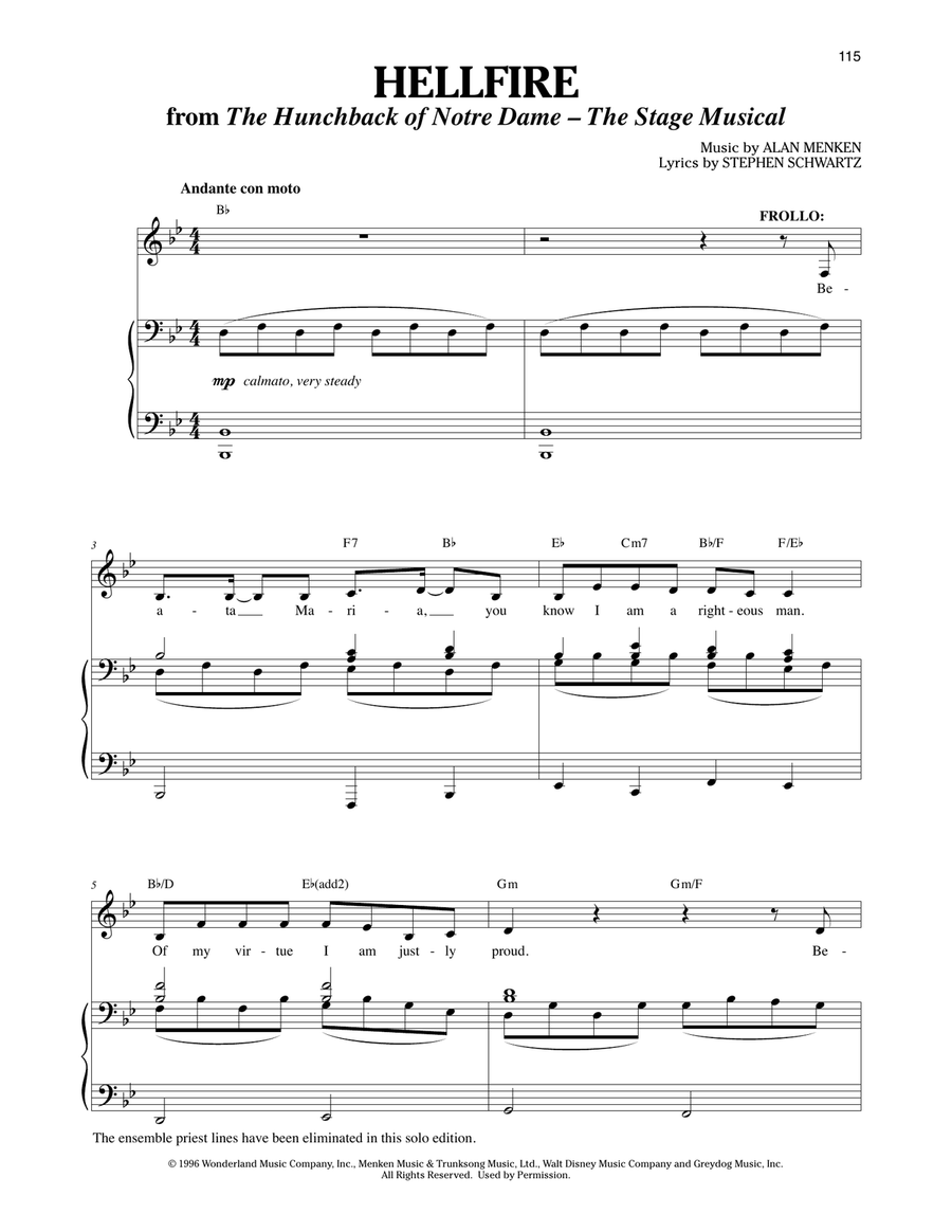 Hellfire [Solo version] (from The Hunchback Of Notre Dame: A New Musical) Baritone Horn TC scores gallery preview page 1