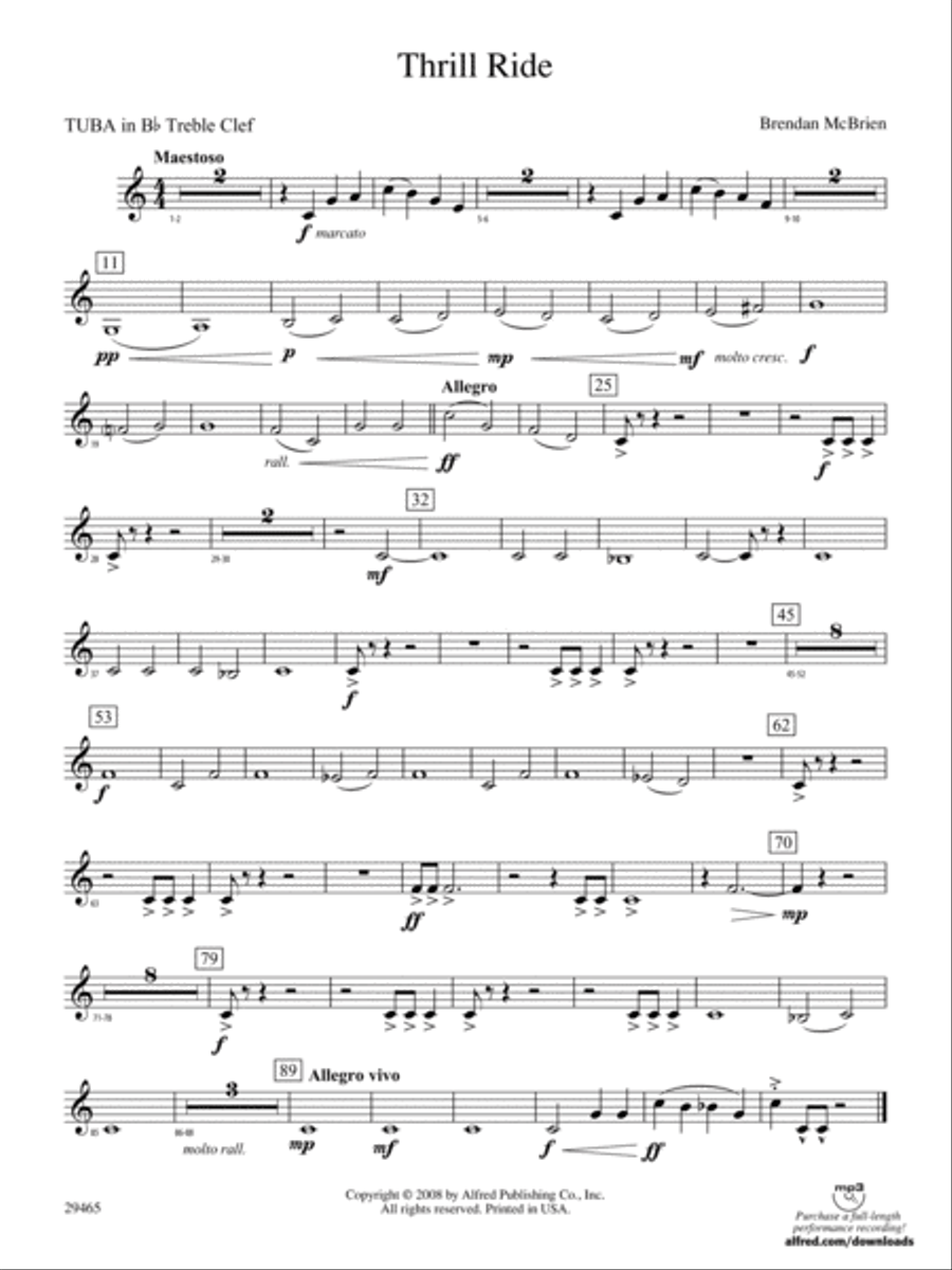 Thrill Ride: (World Part) B-flat Tuba T.C. Concert Band scores gallery preview page 1