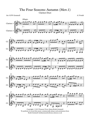 The Four Seasons - Autumn (Mov.1): Clarinet Duet
