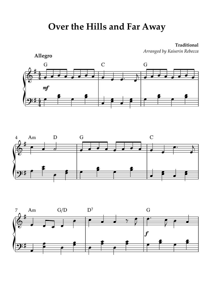 Over the Hills and Far Away Piano Method scores gallery preview page 1