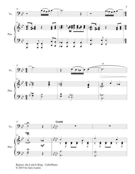 REJOICE, THE LORD IS KING (Duet – Cello and Piano/Score and Parts) image number null