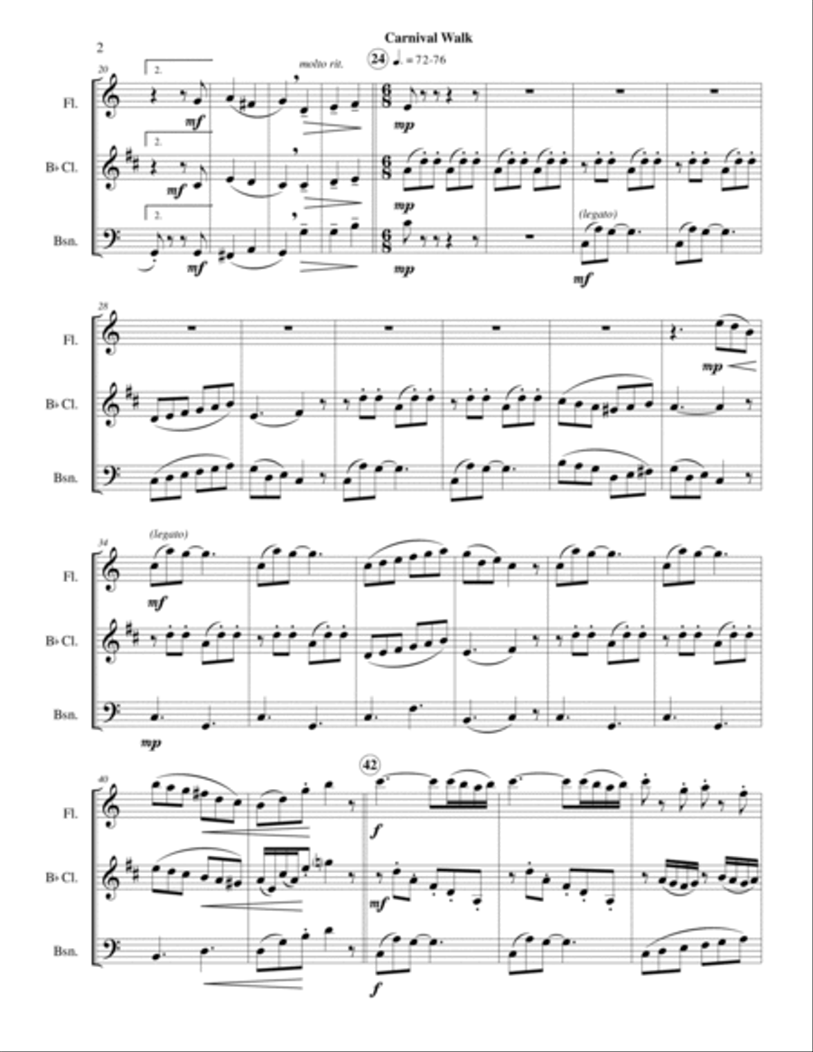 Carnival Walk (Fl-Cl-Bsn) Woodwind Trio scores gallery preview page 4