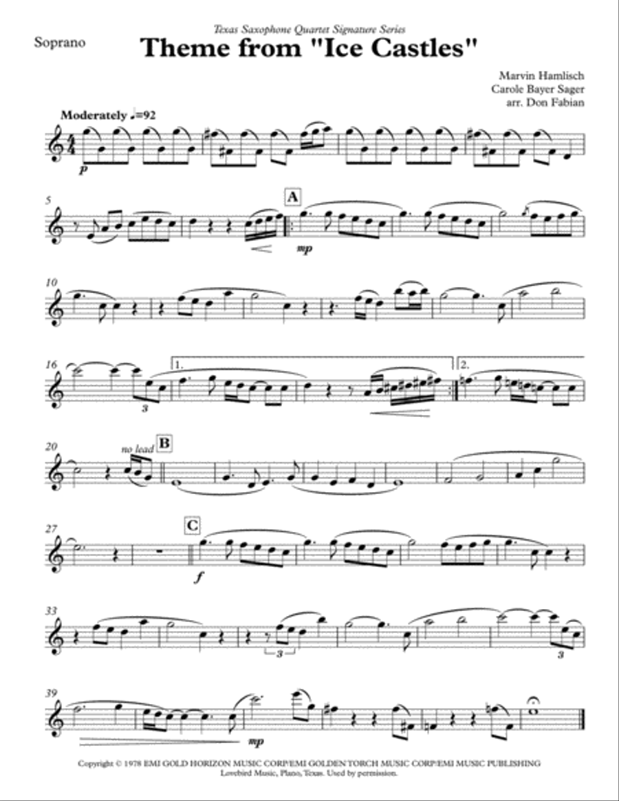Theme From Ice Castles (through The Eyes Of Love) Woodwind Quartet scores gallery preview page 4
