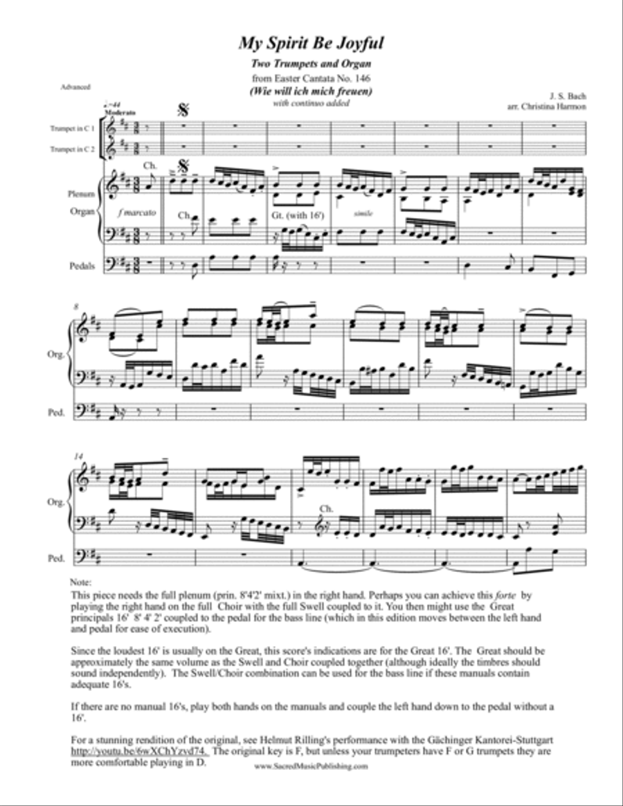 My Spirit Be Joyful - Two Trumpets and Organ My Spirit Be Joyful - Two Trumpets and Organ Trumpet Duet scores gallery preview page 2