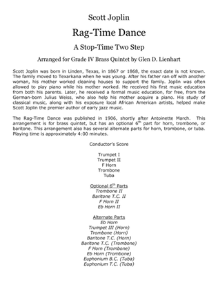 Book cover for Ragtime Dance (Brass Quintet)