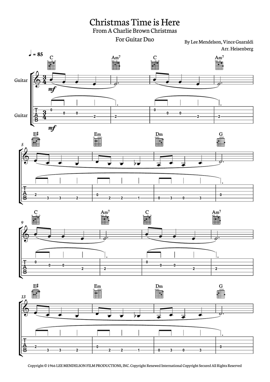 Christmas Time Is Here Guitar Solo scores gallery preview page 1
