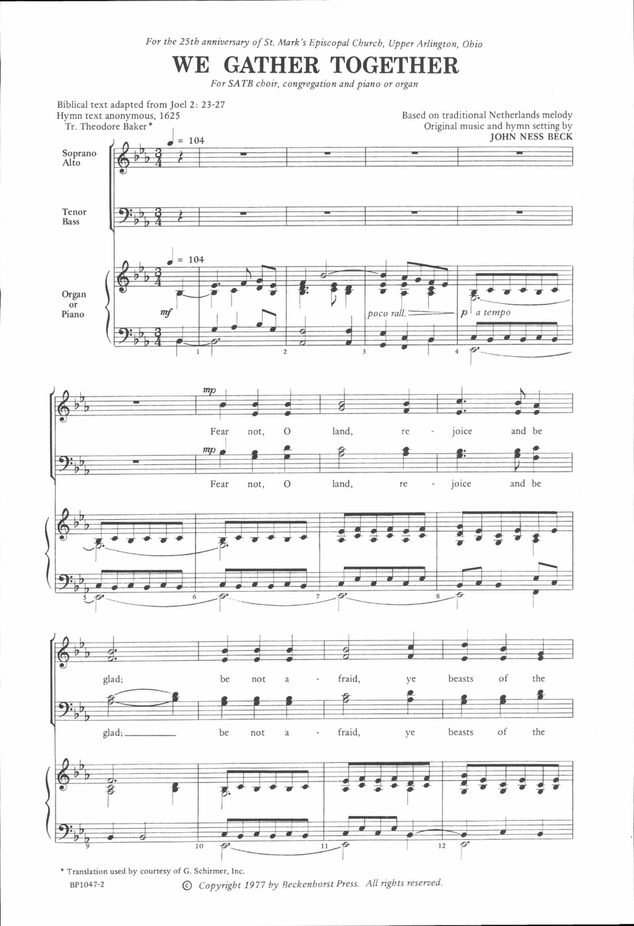 We Gather Together 4-Part scores gallery preview page 2
