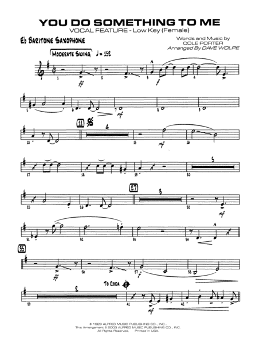 You Do Something to Me: E-flat Baritone Saxophone Jazz Ensemble scores gallery preview page 1