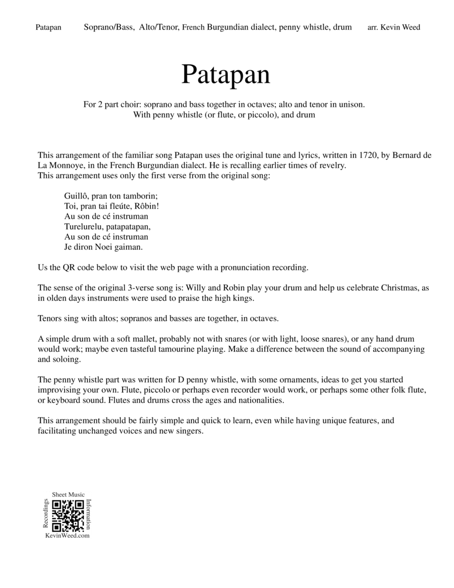 Patapan for 2 part choir 3-Part scores gallery preview page 1