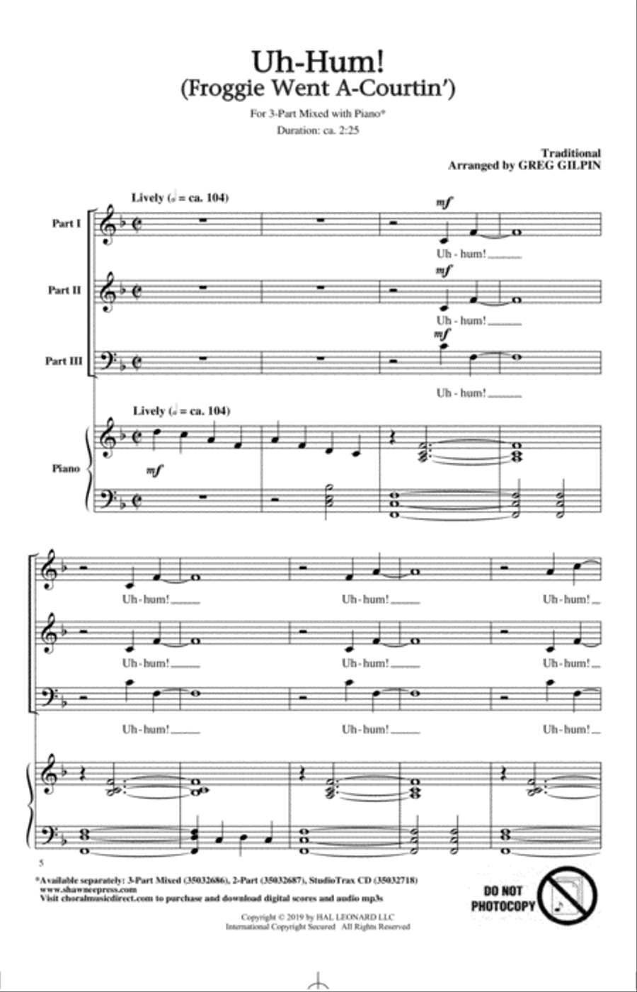 Uh-Hum! (Froggie Went A-Courtin') 3-Part scores gallery preview page 1