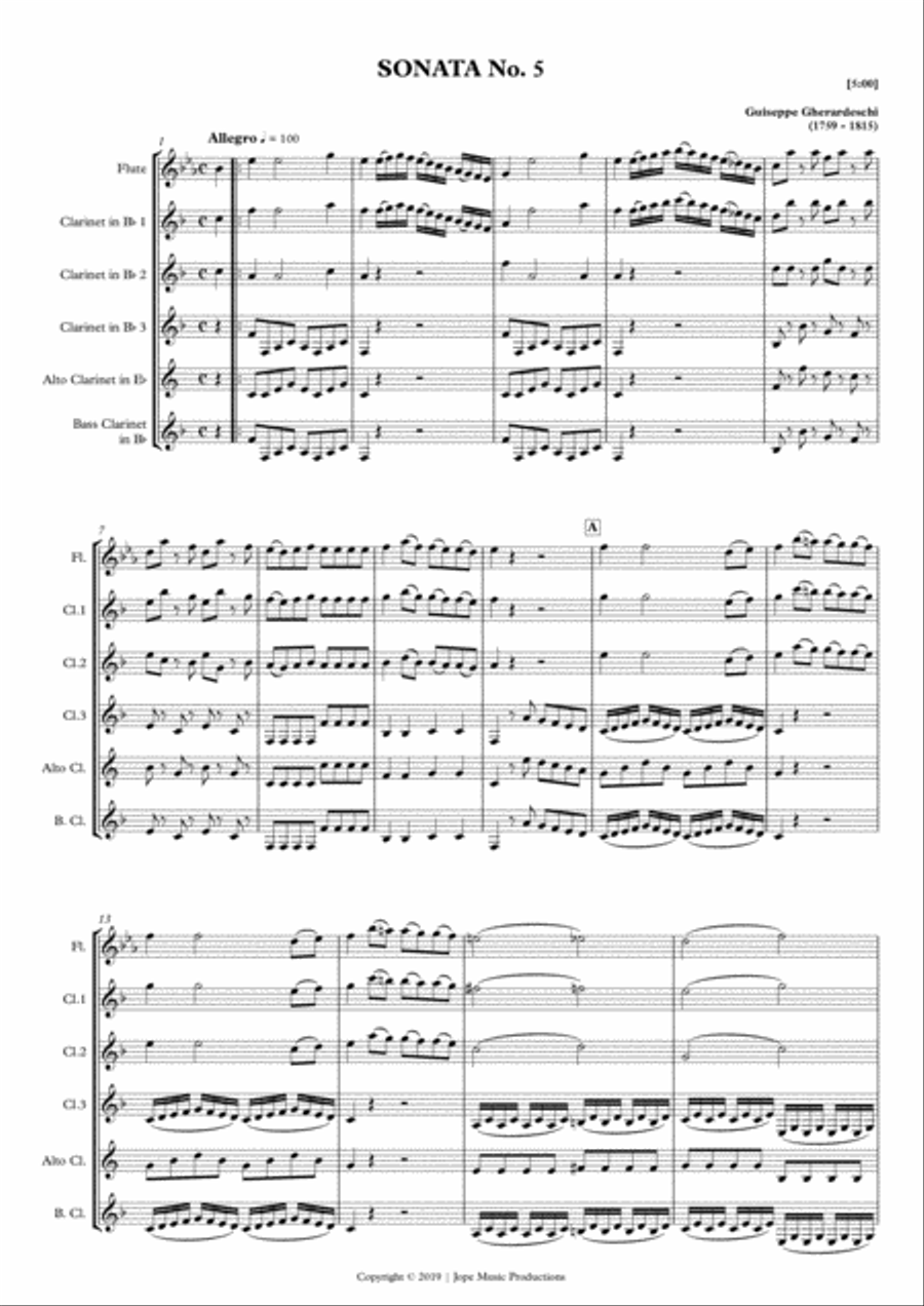 Sonata No. 5 - Giuseppe Gherardeschi Woodwind Ensemble scores gallery preview page 2