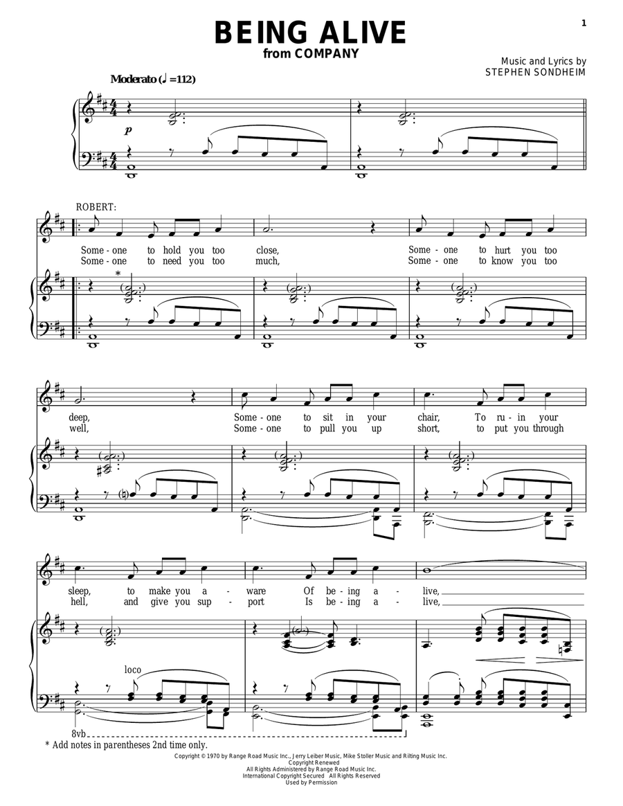 Being Alive Being Alive Guitar scores gallery preview page 1