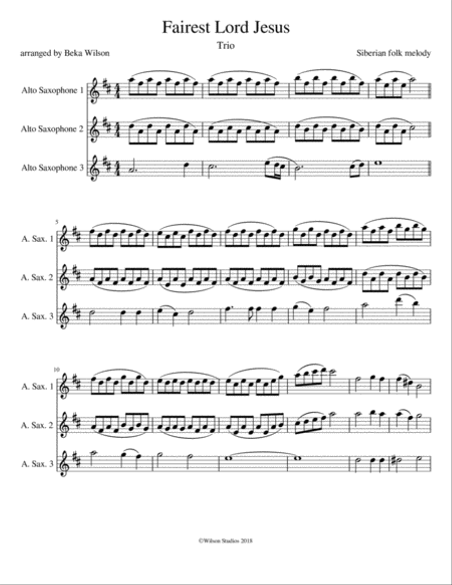 Fairest Lord Jesus Woodwind Trio scores gallery preview page 1