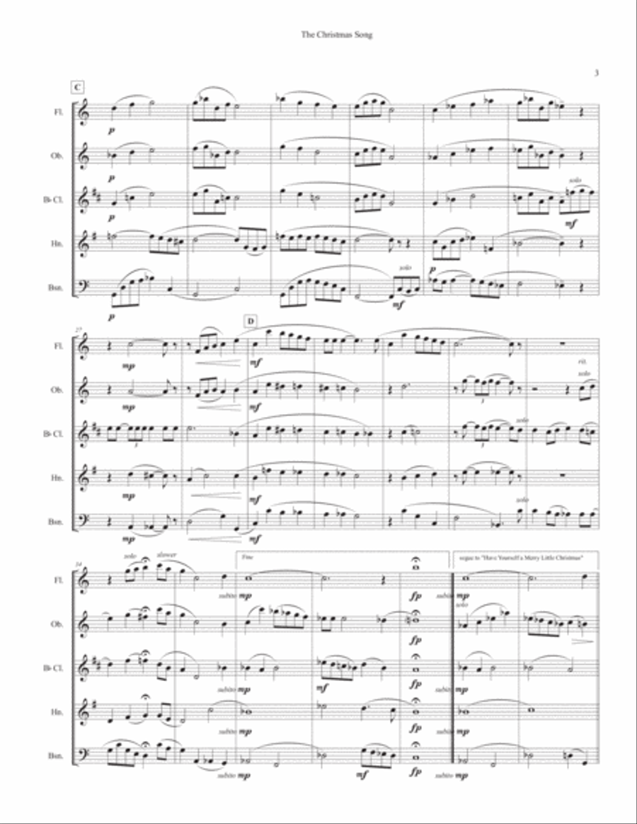 The Christmas Song (Chestnuts Roasting On An Open Fire) Woodwind Quintet scores gallery preview page 3