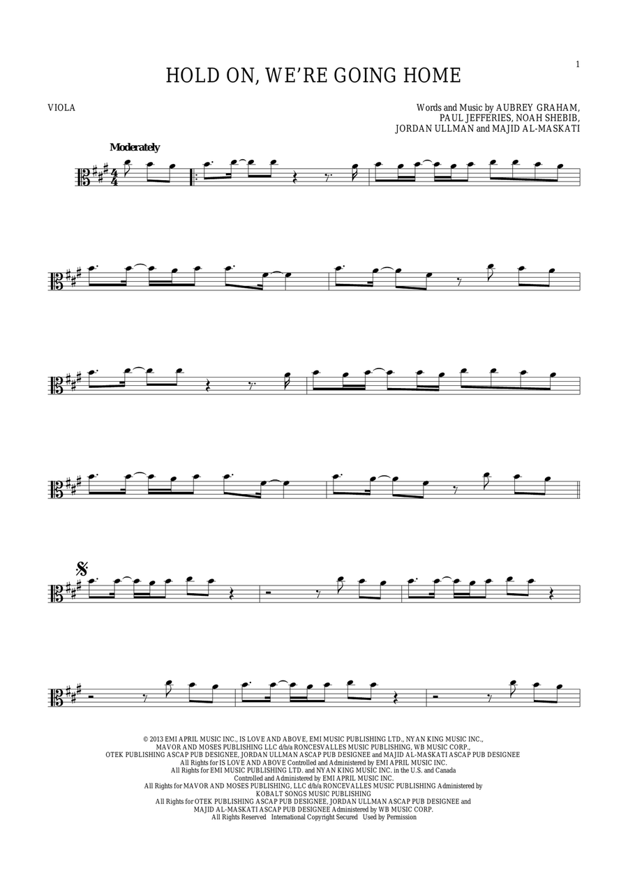 Hold On, We're Going Home Viola Solo scores gallery preview page 1