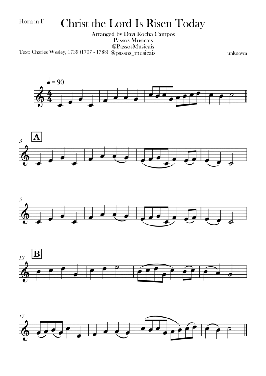 Christ the Lord is Rises today Horn Solo scores gallery preview page 1