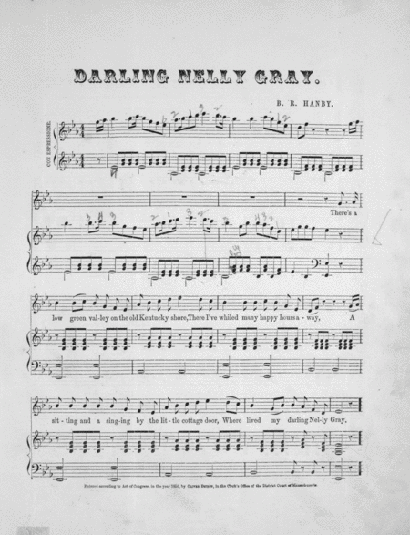 Darling Nelly Gray. Song and Chorus