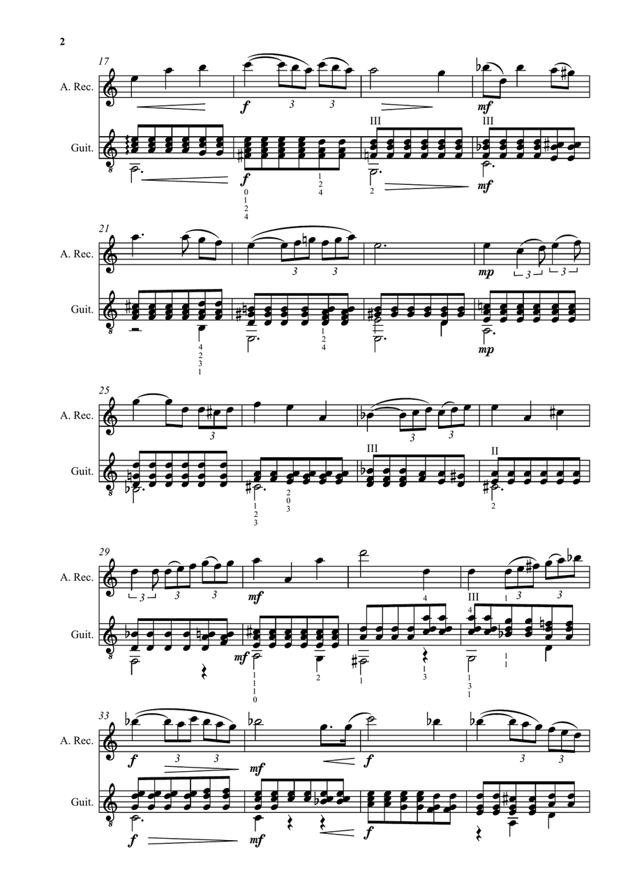 Fauré: Après un rêve (After a dream) arranged for alto recorder and guitar Alto Recorder scores gallery preview page 2
