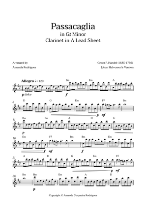 Passacaglia - Easy Clarinet in A Lead Sheet in G#m Minor (Johan Halvorsen's Version)