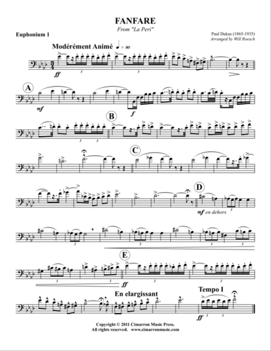 Fanfare from La Peri Euphonium scores gallery preview page 6