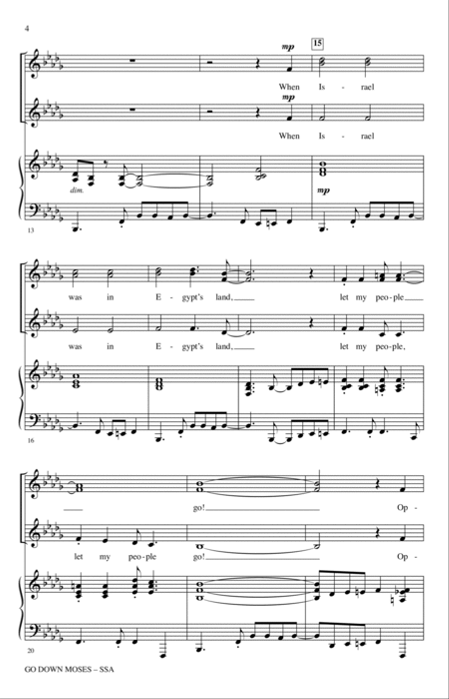 Go Down, Moses (arr. Kirby Shaw) SSA scores gallery preview page 2