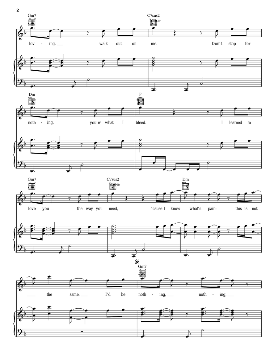 Nothing Without You Piano, Vocal, Guitar scores gallery preview page 2