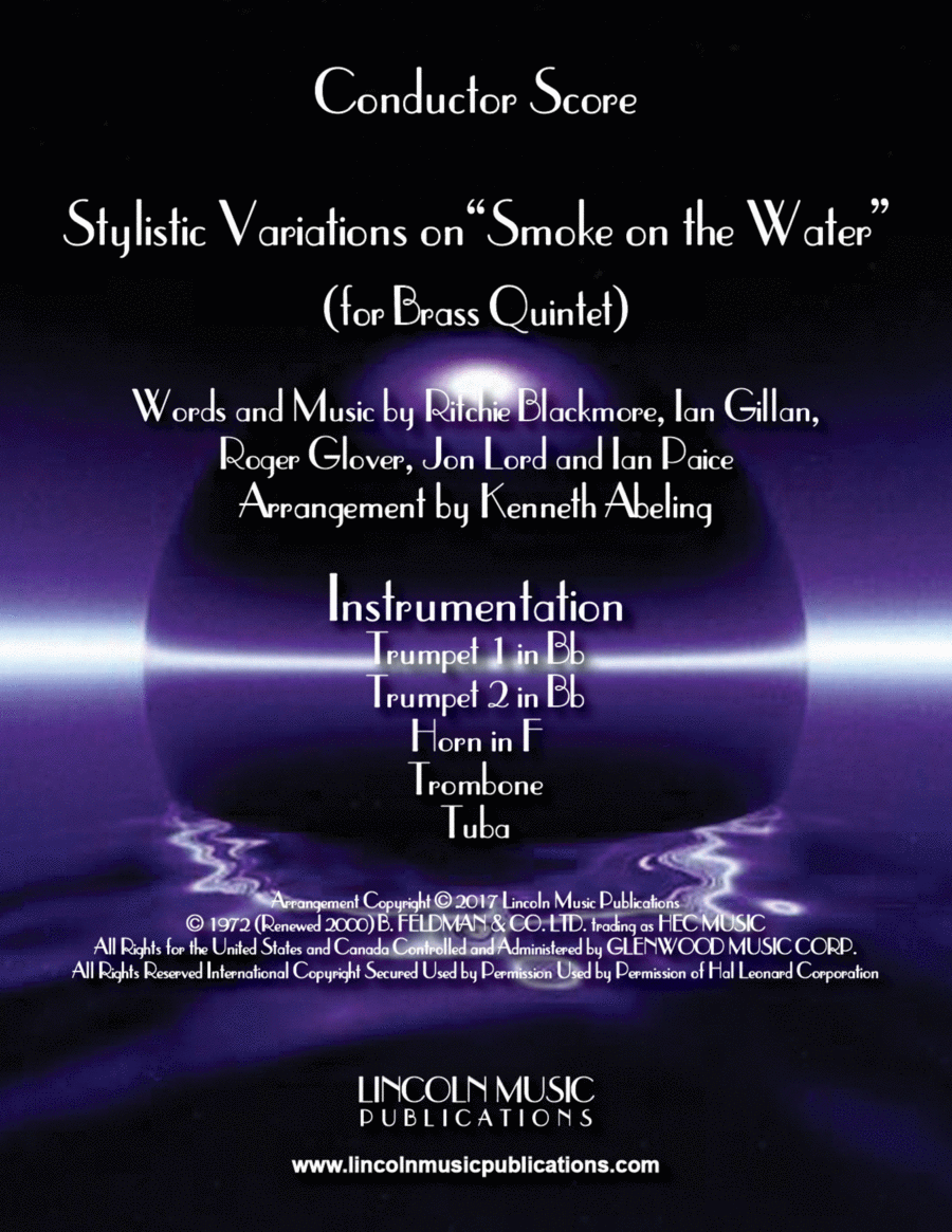 Smoke On The Water Brass Ensemble scores gallery preview page 1