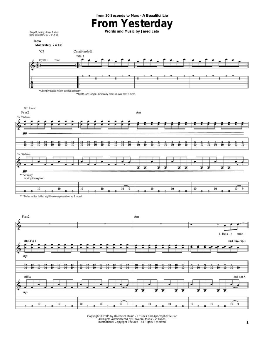 From Yesterday Acoustic Guitar scores gallery preview page 1
