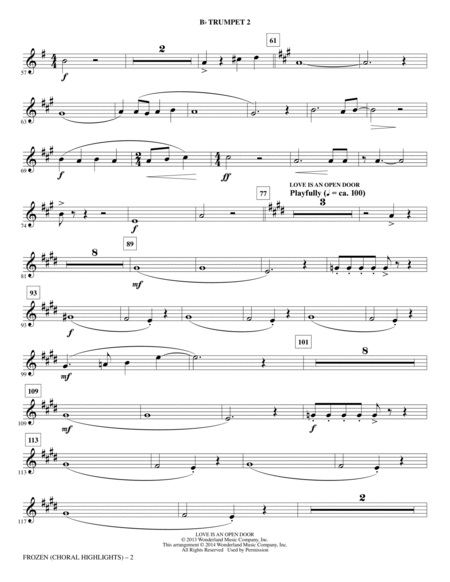Frozen (Choral Highlights) (arr. Mark Brymer) - Bb Trumpet 2