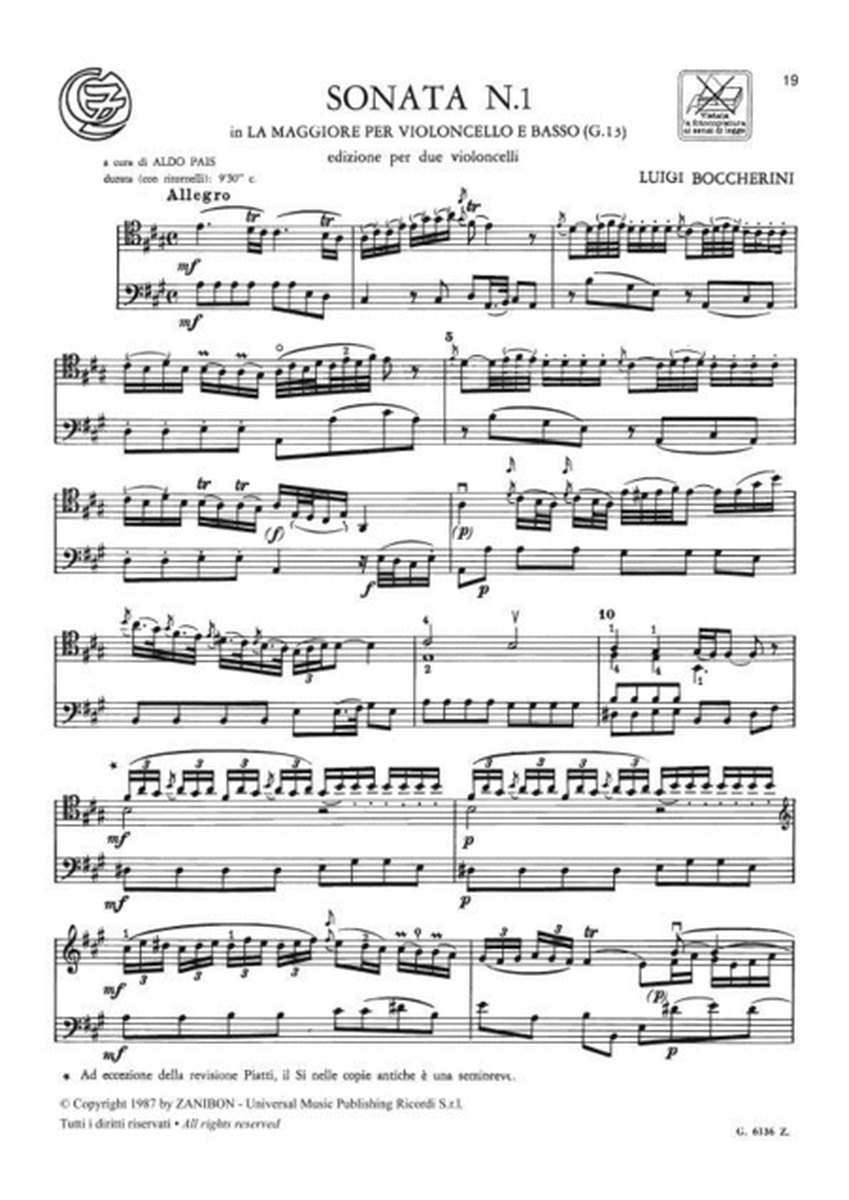 Sonata N. 1 In La Magg. G.13