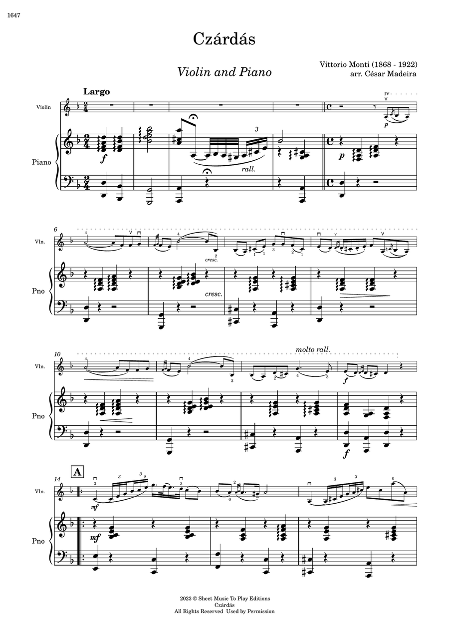 Czardas - Violin and Piano (Full Score) Violin Solo scores gallery preview page 2