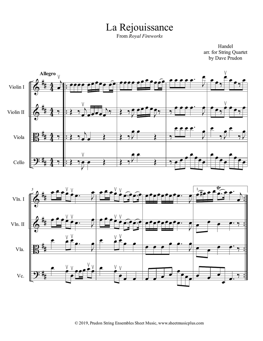 La Rejouissance for String Quartet String Quartet scores gallery preview page 1