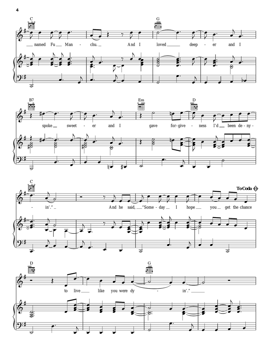 Live Like You Were Dying Live Like You Were Dying Piano, Vocal, Guitar scores gallery preview page 4