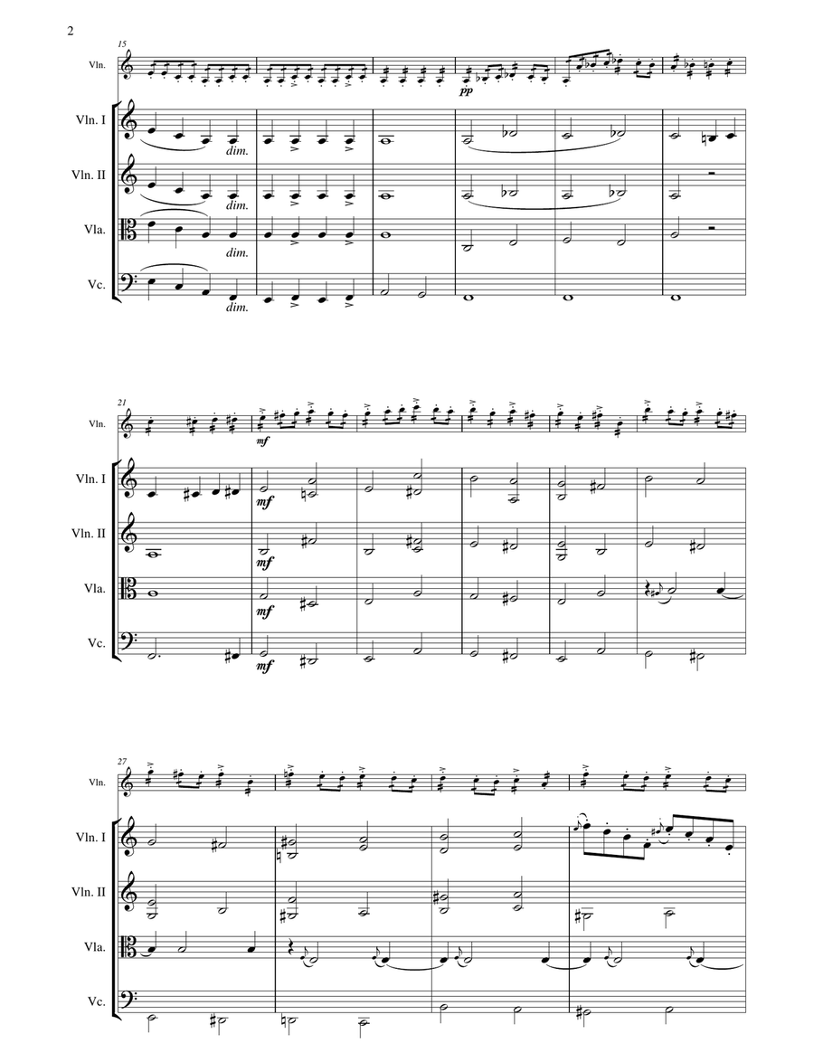 Jenkinson Elfentanz (Elves Dance ) for Solo Violin and String Orchestra/Quartet String Orchestra scores gallery preview page 2