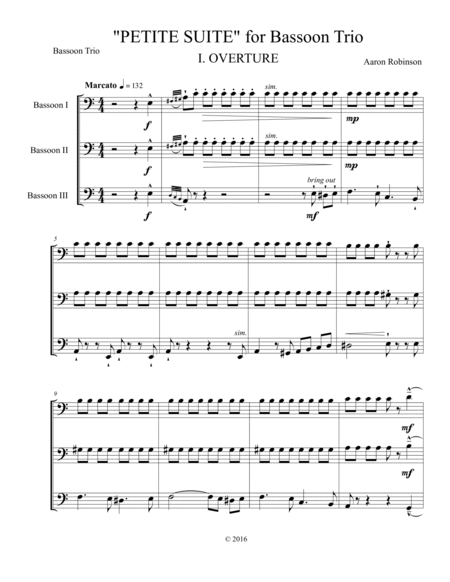 PETITE SUITE for Bassoon Trio - FULL SCORE (with parts)