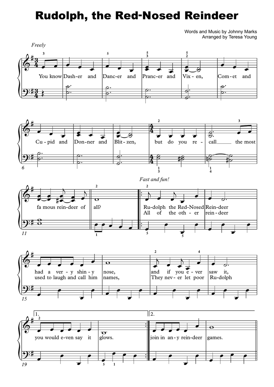 Rudolph The Red-Nosed Reindeer Piano, Vocal scores gallery preview page 1