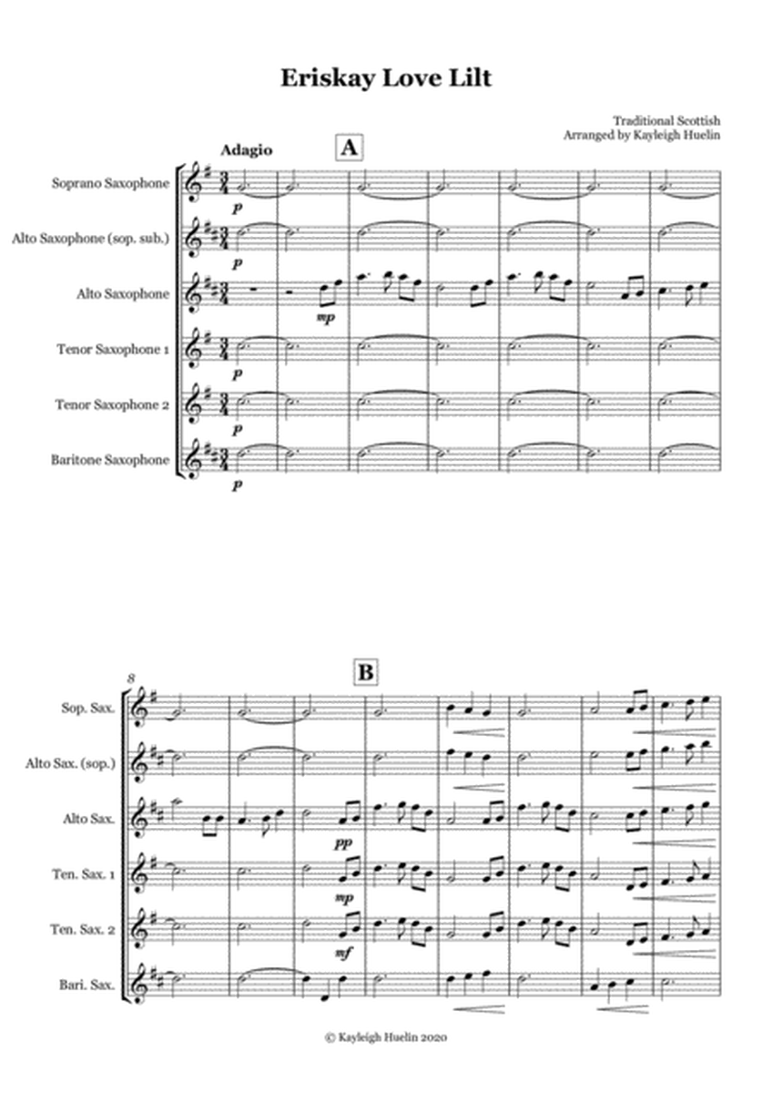 Eriskay Love Lilt - Saxophone quintet (SATTB/AATTB) image number null