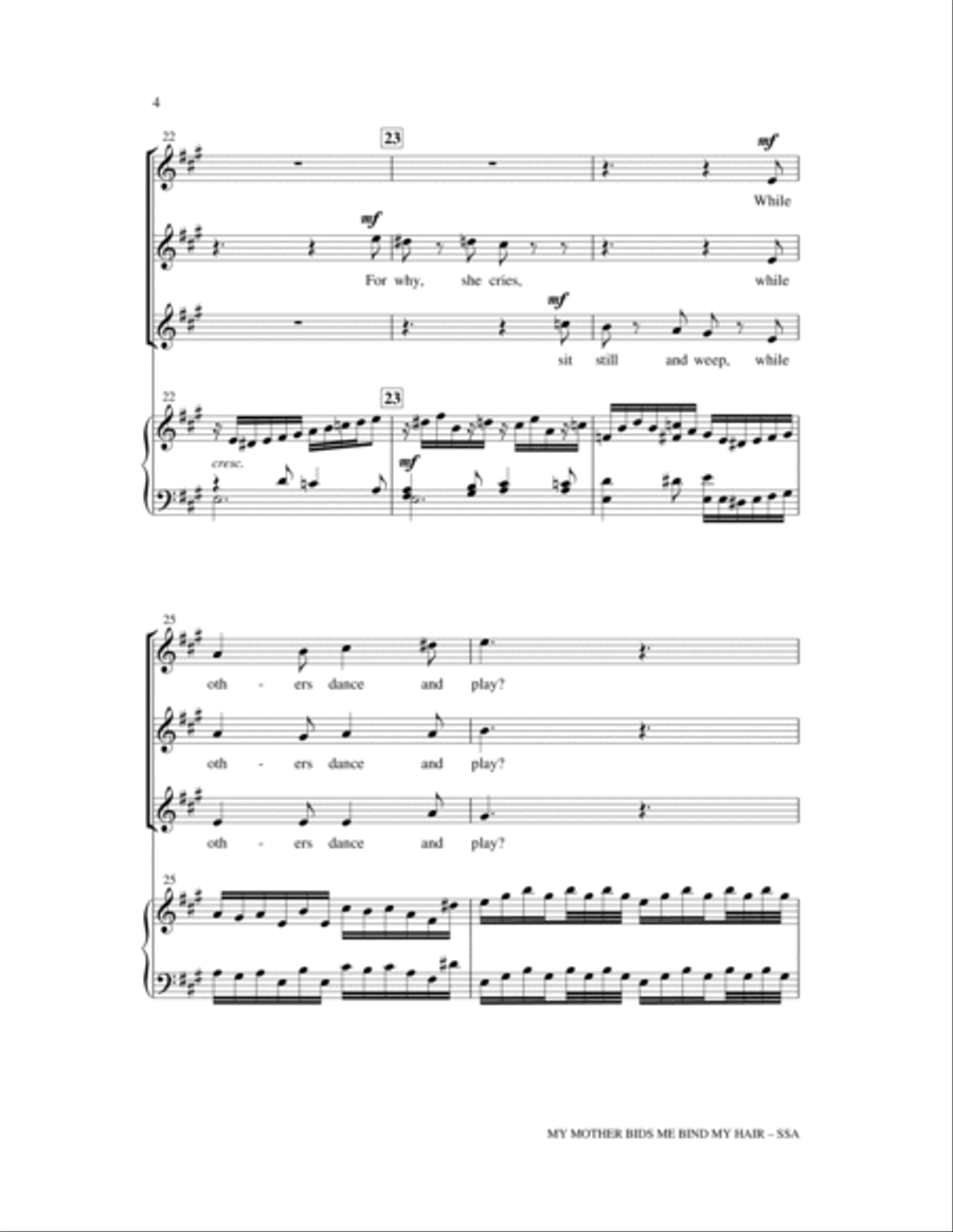My Mother Bids Me Bind My Hair SSA scores gallery preview page 4
